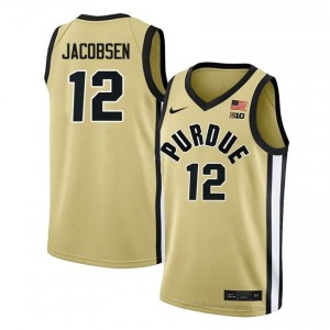 Purdue Boilers Daniel Jacobsen #12 Gold Jersey | Men Premium NCAA Basketball Fan Apparel 75299958