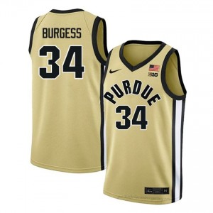 Purdue Boilers Raleigh Burgess #34 Gold Jersey | Men Premium NCAA Basketball Fan Apparel 65124070