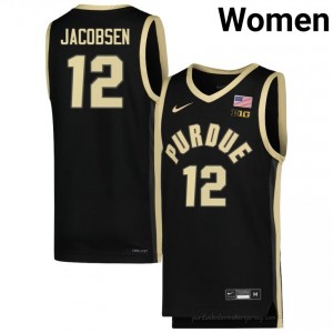 Daniel Jacobsen #12 Black Purdue Boilermakers Jersey | Women Authentic NCAA Basketball Fan Gear 61121940