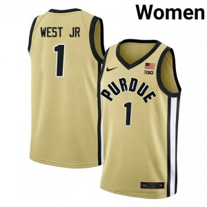 Purdue Boilers Antione West Jr #1 Gold Jersey | Women Premium NCAA Basketball Fan Apparel 29144291