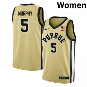 Purdue Boilers Liam Murphy #5 Gold Jersey | Women Premium NCAA Basketball Fan Apparel 87877452