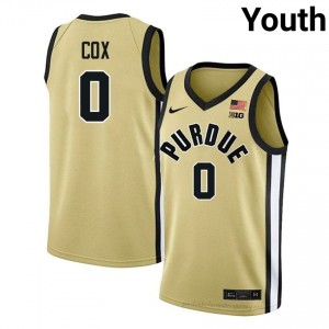 Purdue Boilers C.J. Cox #0 Gold Jersey | Youth Premium NCAA Basketball Fan Apparel 49426176